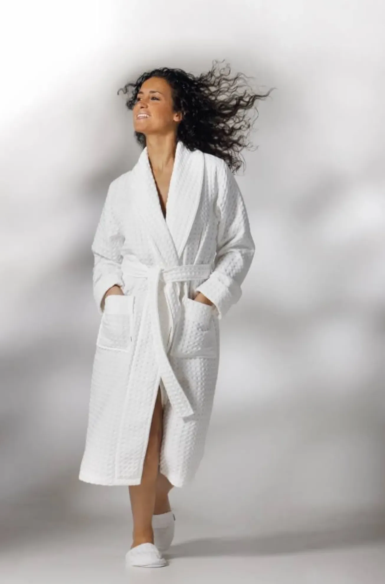Bath & Living Aquanova Bathrobe waffle pattern VIGGO color (white), 100% cotton