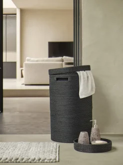 Bath & Living Aquanova Laundry basket with lid CINO color Black (black)