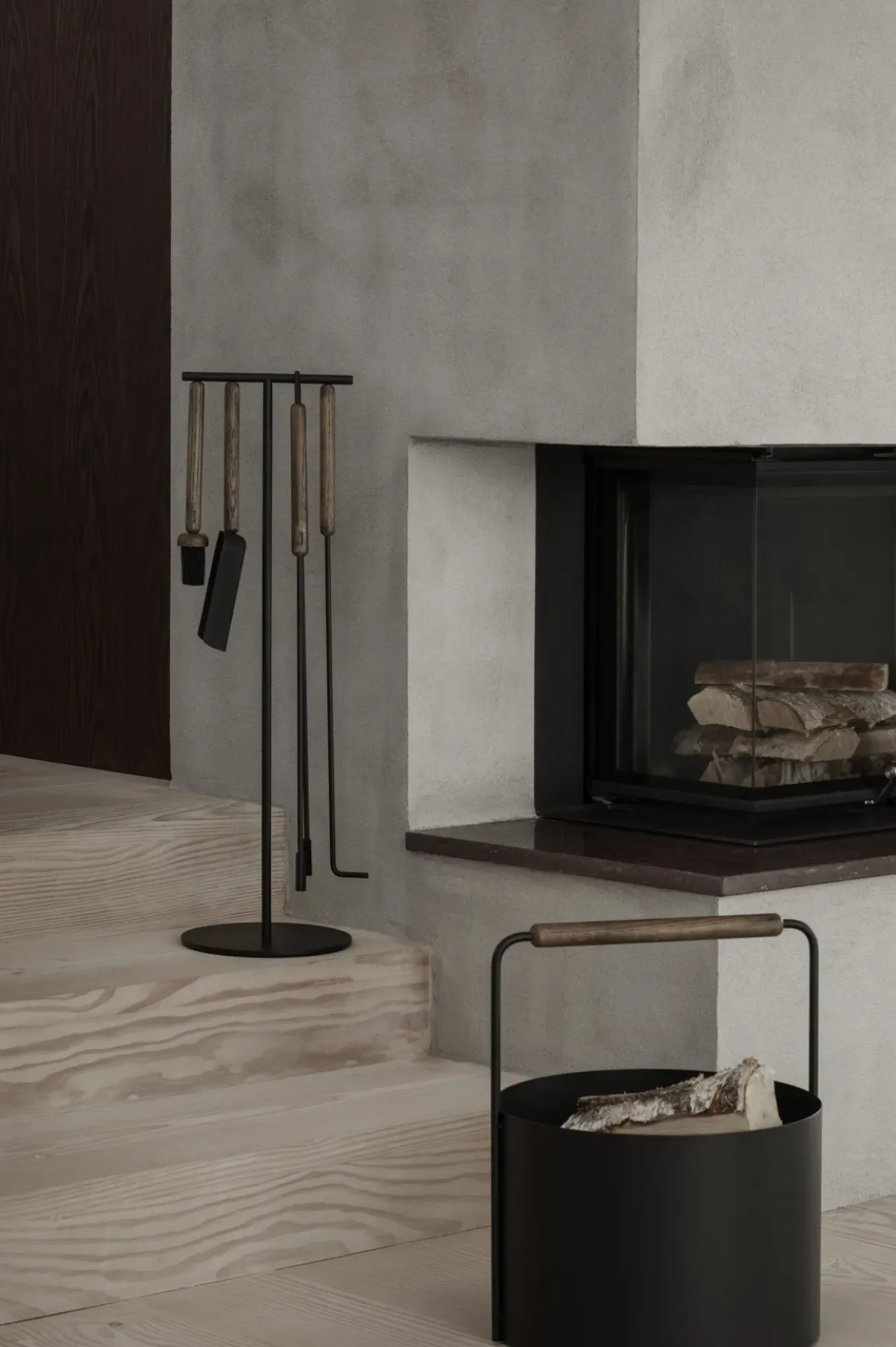 Bath & Living Blomus ASHI 5-piece fireplace set wall (brown oak) 66159
