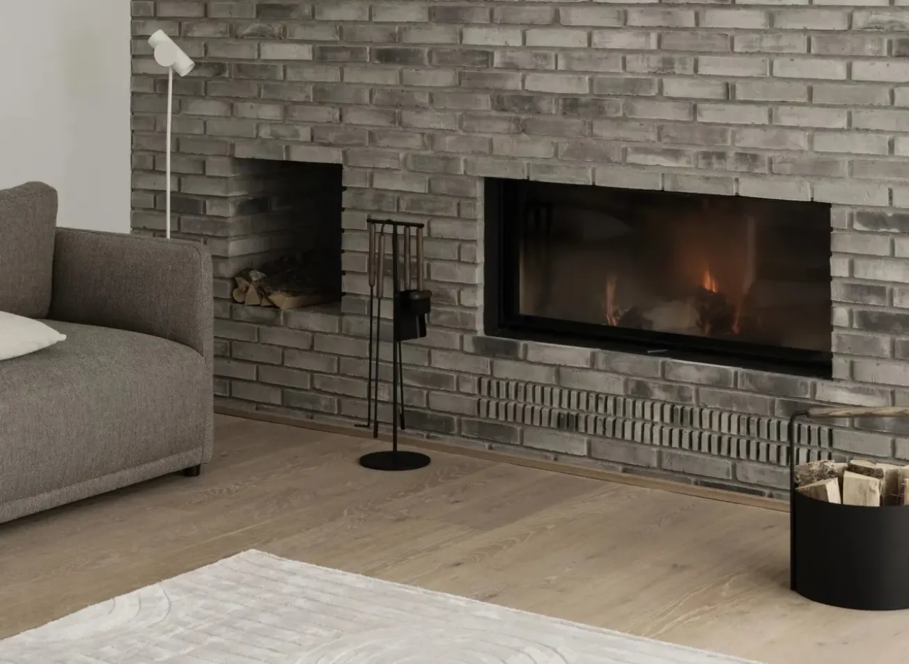 Bath & Living Blomus ASHI 3-piece standing fireplace set ( oak) 66156