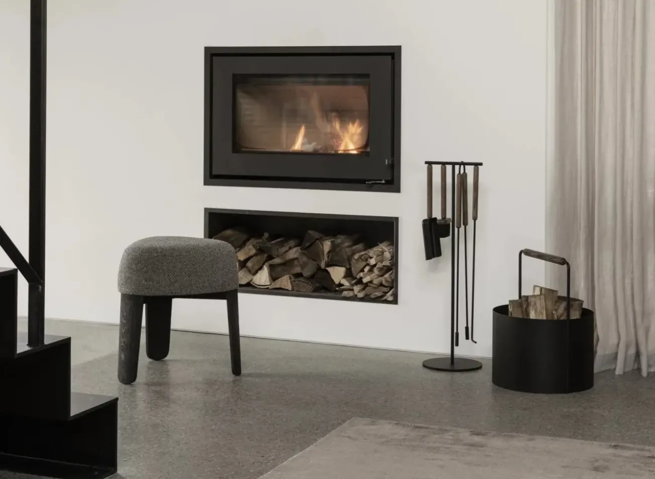 Bath & Living Blomus ASHI 3-piece standing fireplace set (brown oak) 66157