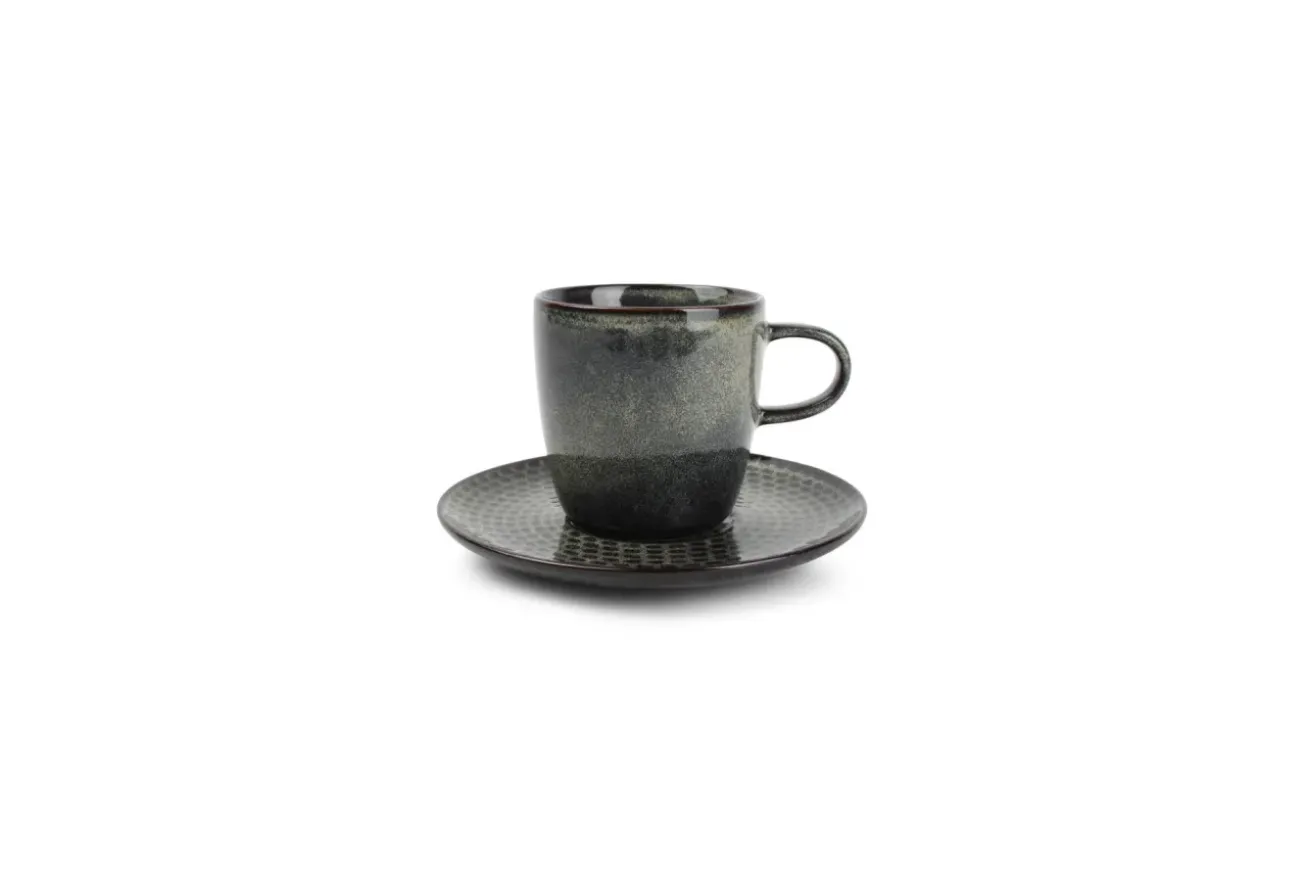 Bath & Living SP STITCH cup and saucer 180 ml blue/green (set/4) 850286