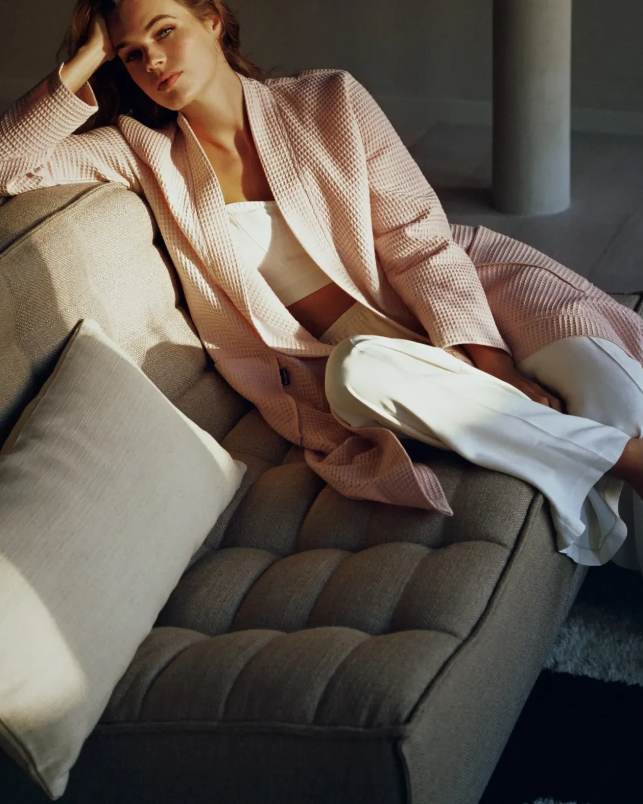 Bath & Living Vandyck Bathrobe BIARRITZ color Pale Pink (BAGE22104)