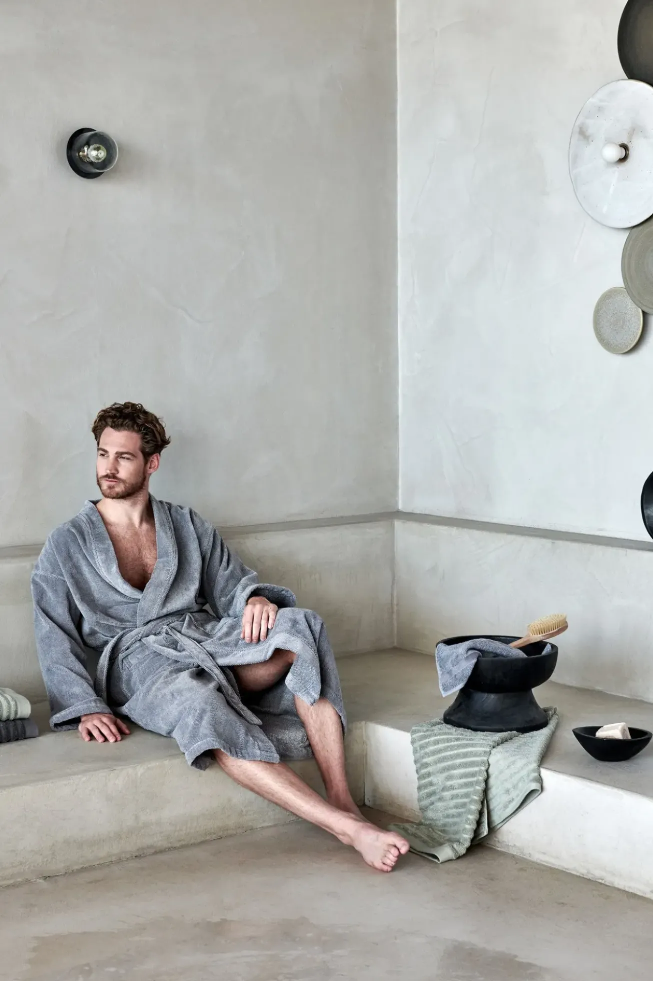 Bath & Living Vandyck Bathrobe KYOTO Gray-011 (BAEG17201)