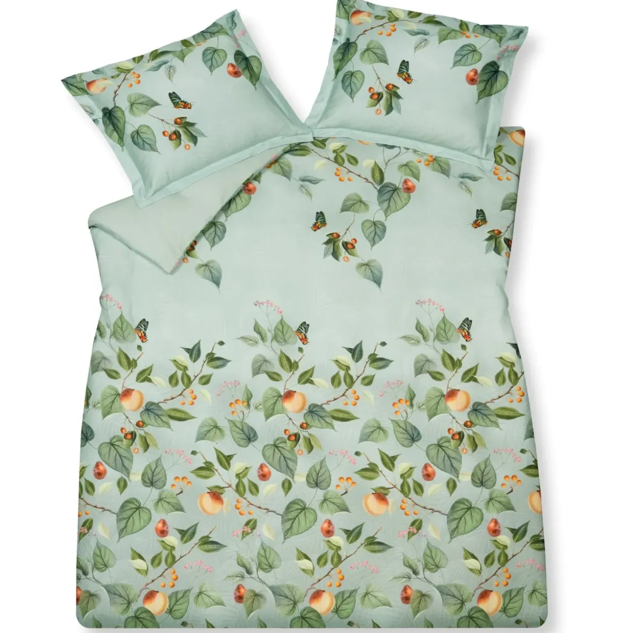 Bath & Living Vandyck Duvet cover FRUIT GARDEN Light Green 200x220 cm (satin cotton)