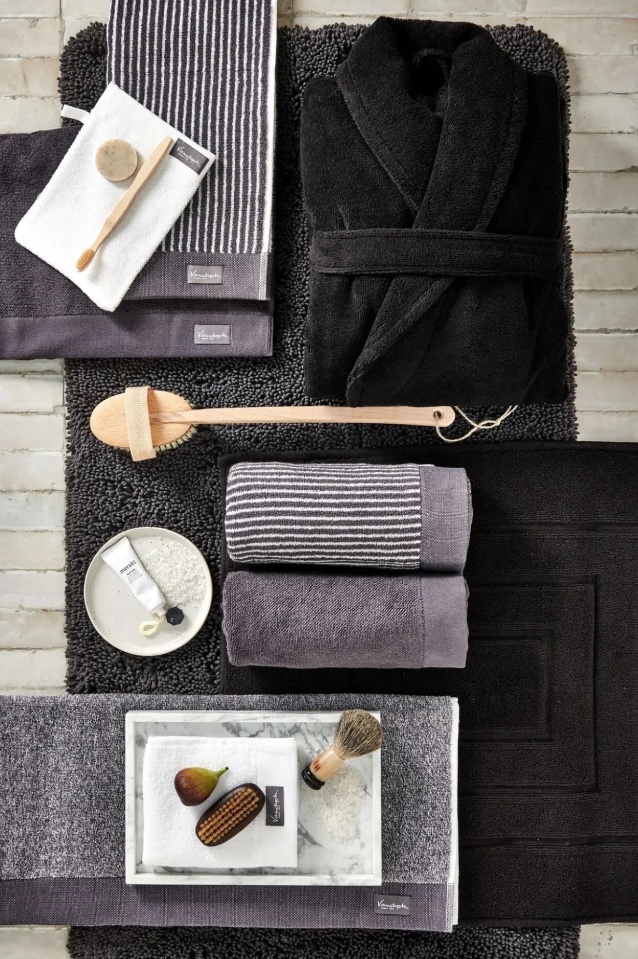 Bath & Living Vandyck Towel HOME Uni Off Black-198 (BAKC13202)