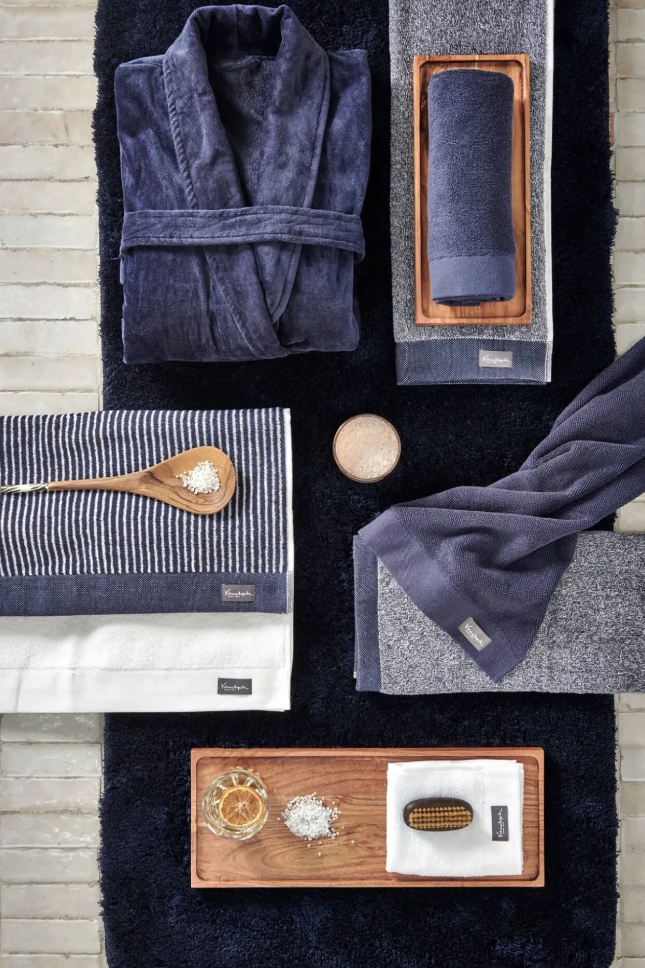 Bath & Living Vandyck Towel 60x110 cm HOME Mouliné Blue Ink (BAKC18201) set/3 pieces