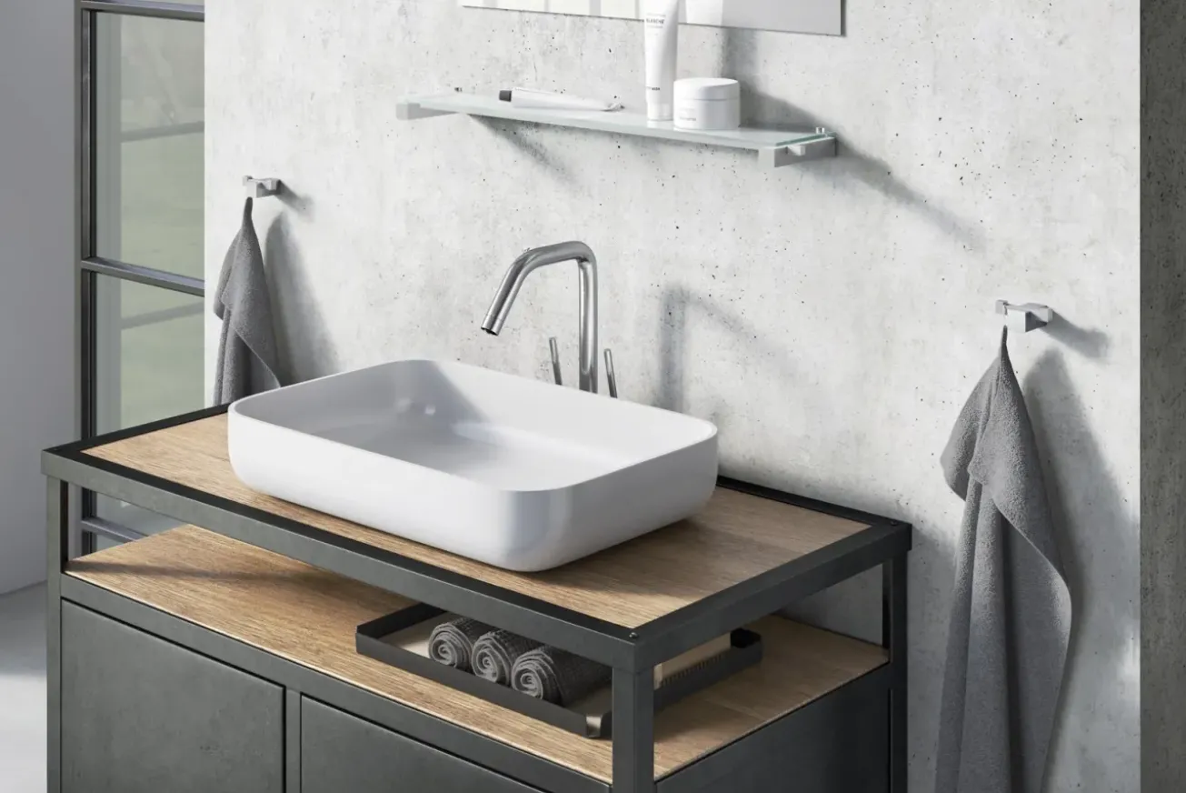 Bath & Living Zack CARVO towel hook double 40484 (brushed stainless steel)